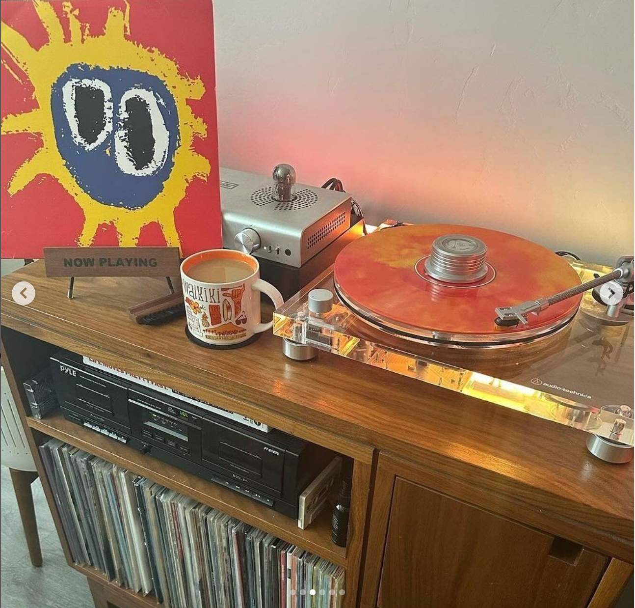 Audio-Technica Turntable with Orange Vinyl