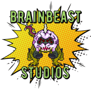 Comic book style BrainBeast Studios logo